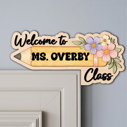 Customize Teacher 3D Doorframe Corner Sign, Teacher Pencil Door Corner Sign, Classroom Decor, Custom Teacher Doorframe Sign, Teacher Gifts