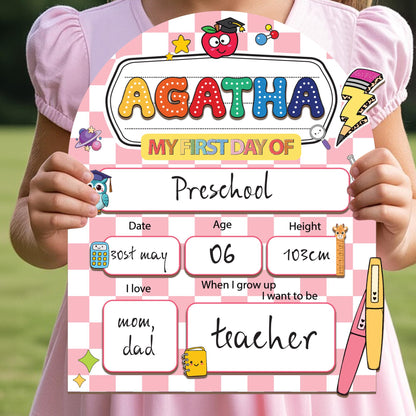 Personalized First Day Of School Sign, Back to School Sign, Kindergarten 1st Day Of School Sign, Pre K First & Last Day Of School Sign