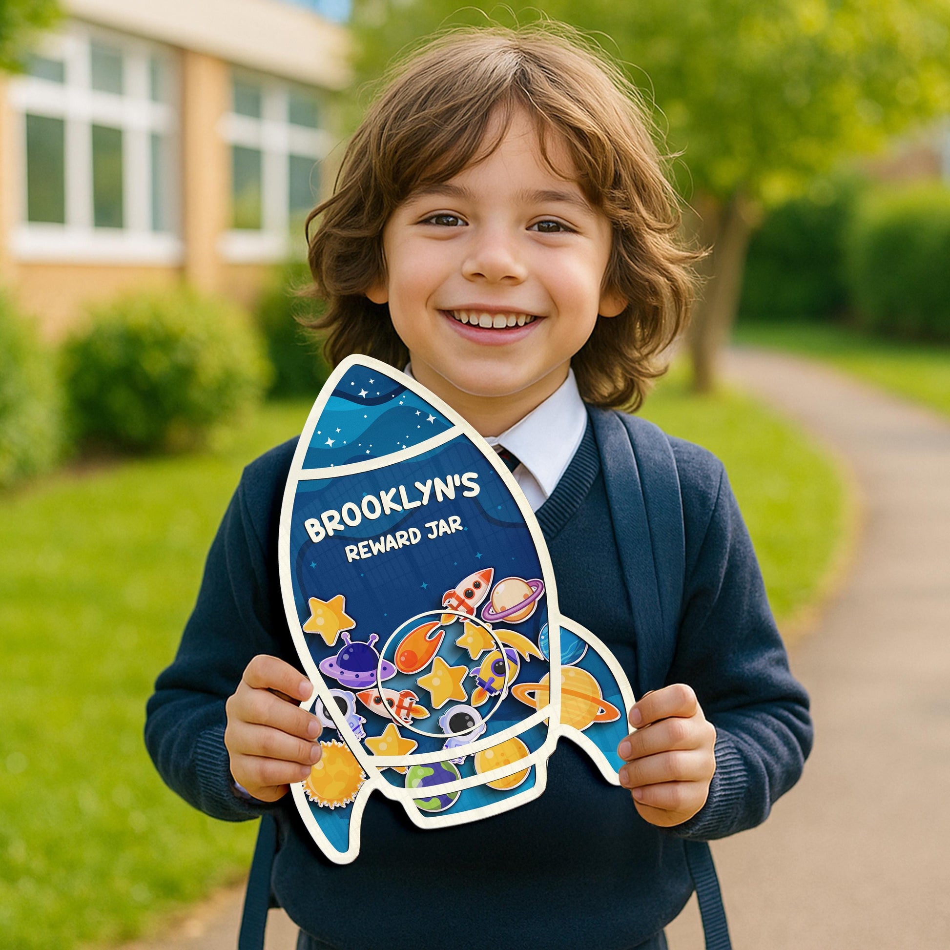 Custom Classroom Reward Jar For Teacher,Magnetic Reward Jar,Token Jar,Reward System,Back to School,Gift for Kids,Rocket Name Reward For Kids