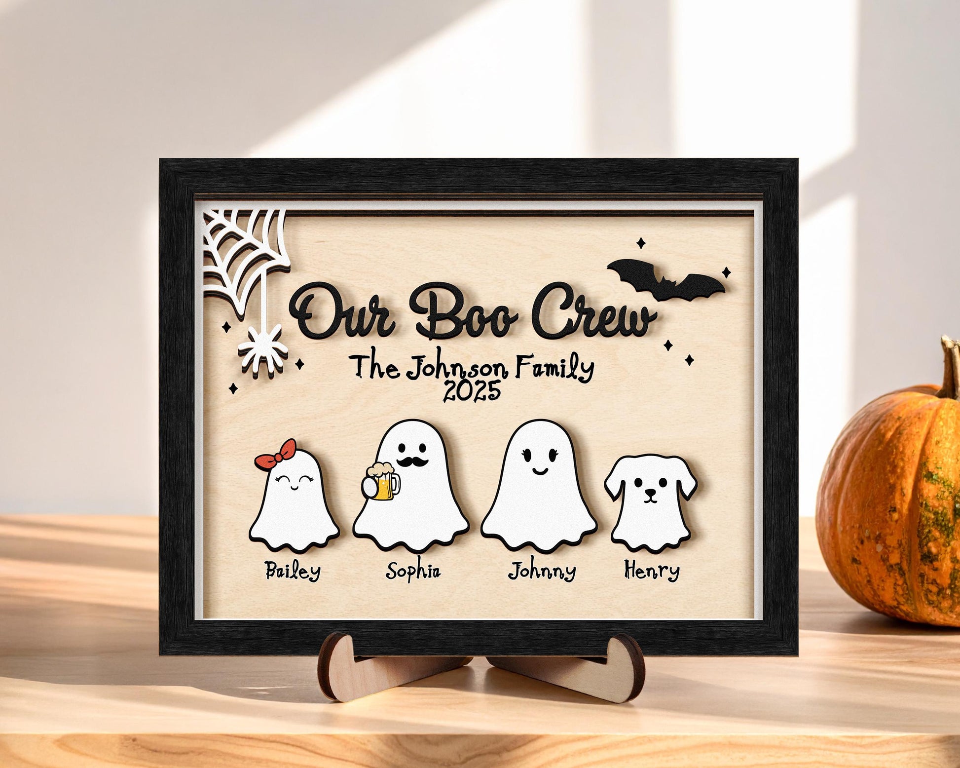 Personalized Ghost Family Wood Sign,Halloween Family Sign,Our Boo Crew,Boo Family,Cute Halloween Decor,Spooky Fanny Sign Farmhouse Decor