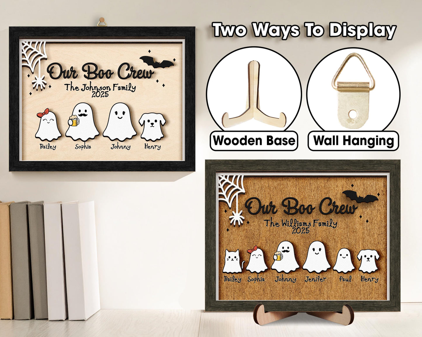 Personalized Ghost Family Wood Sign,Halloween Family Sign,Our Boo Crew,Boo Family,Cute Halloween Decor,Spooky Fanny Sign Farmhouse Decor