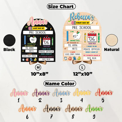 First Day Of School Sign,Back to School Board,Kindergarten 1st Day of School  Reusable Sign,Last Day of School,Photo Prop,First Day of Pre K