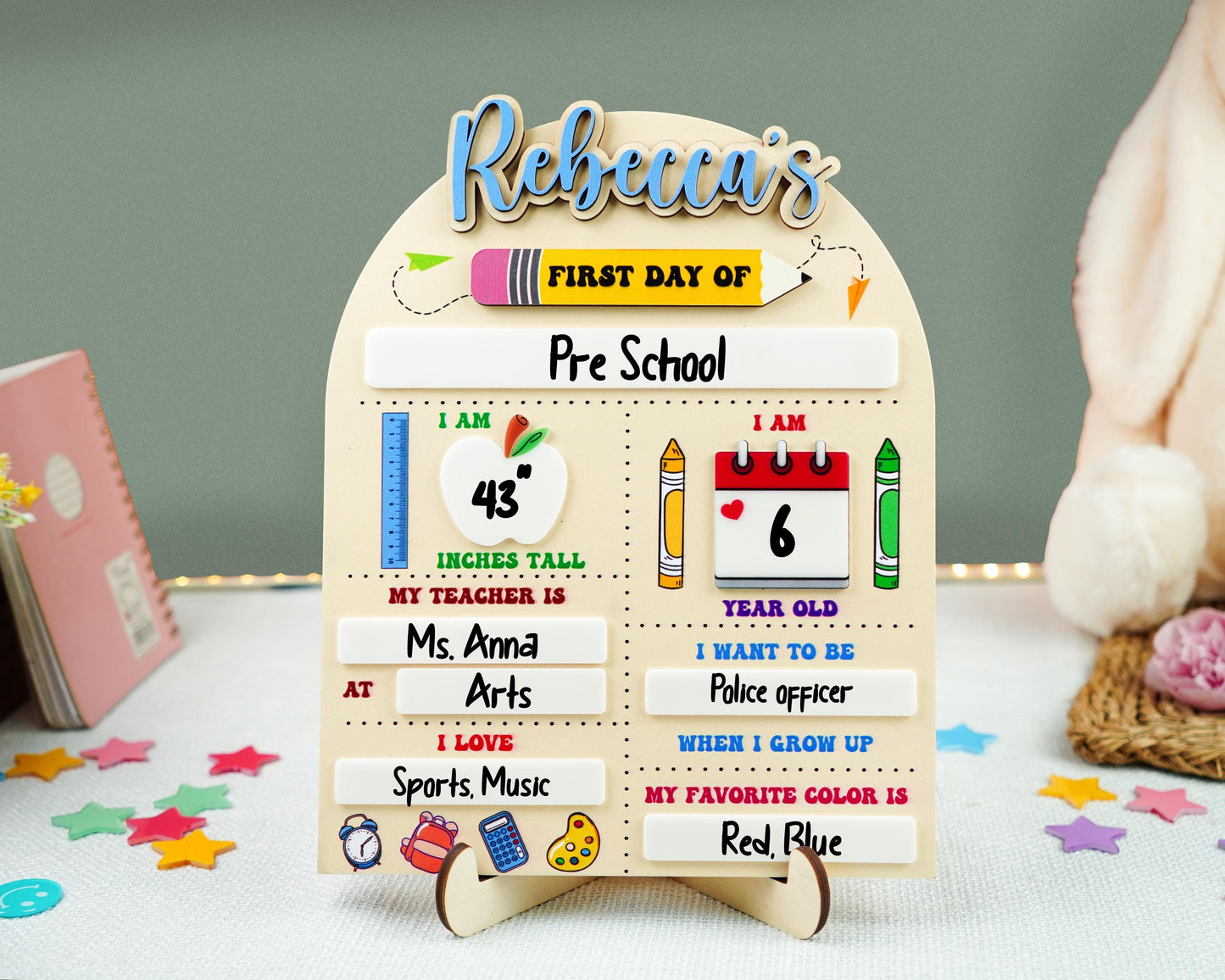 First Day Of School Sign,Back to School Board,Kindergarten 1st Day of School  Reusable Sign,Last Day of School,Photo Prop,First Day of Pre K