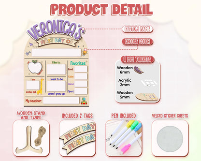 First and Last Day of School Sign,Interchangeable Reusable Back to School Board,Kindergarten 1st Day of School,First Day School Photo Prop