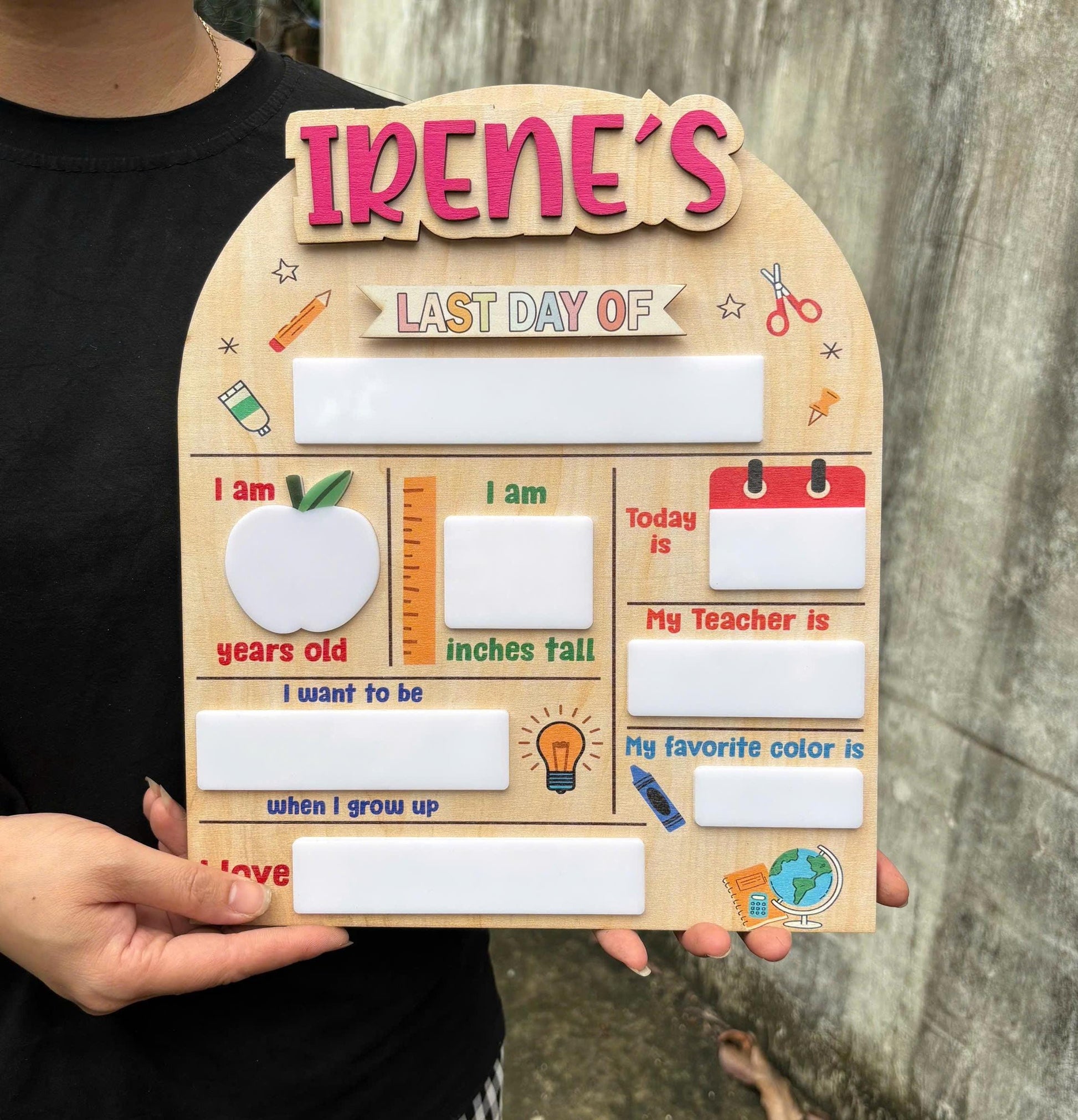 Custom First and Last Day Of School Sign, 1st Day of School Board, Custom Name Back To School Board, Reusable Back To School Dry Erase Sign