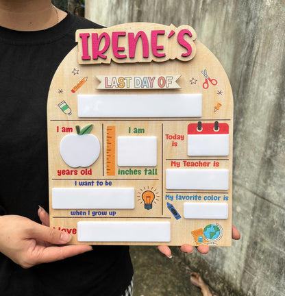 Custom First and Last Day Of School Sign, 1st Day of School Board, Custom Name Back To School Board, Reusable Back To School Dry Erase Sign