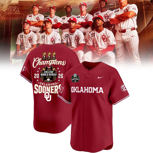 Limited Edition Oklahoma Baseball 2026 National Champions Baseball Jersey