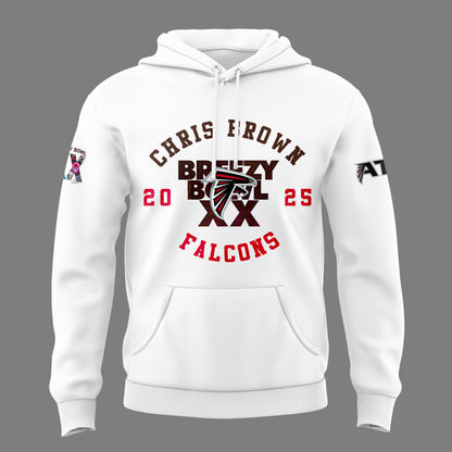 Atlanta Falcons x Chris Brown Breezy Bowl XX White Hoodie v1