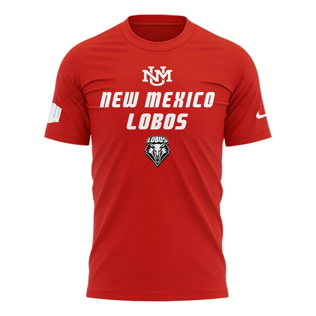 Special Edition New Mexico Lobos Wordmark Logo Uniform Tshirt - Red