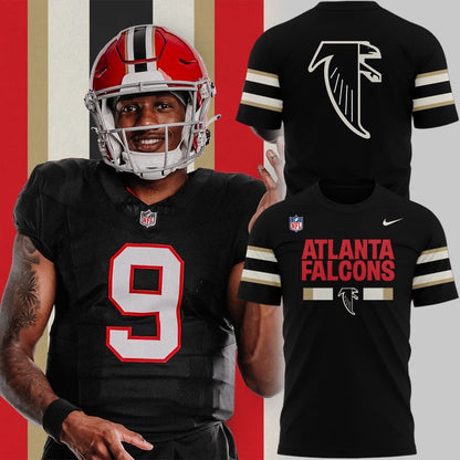 1966-1969 Atlanta Falcons Throwbacks Helmet Logo Black T-Shirt