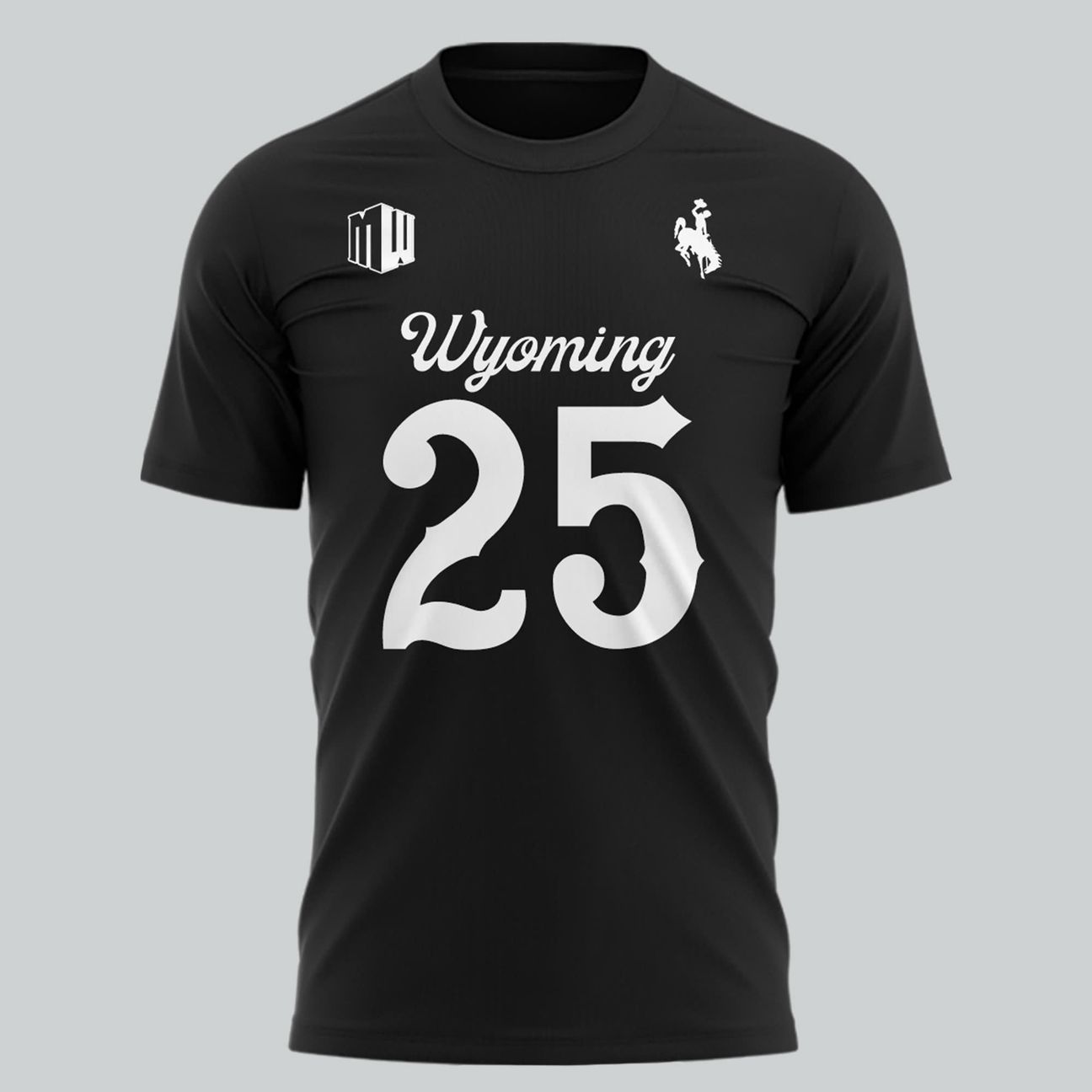 2025 Wyoming Cowboys Dark Mode Black T-Shirt