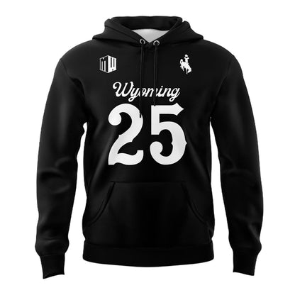 2025 Wyoming Cowboys Dark Mode Black Hoodie