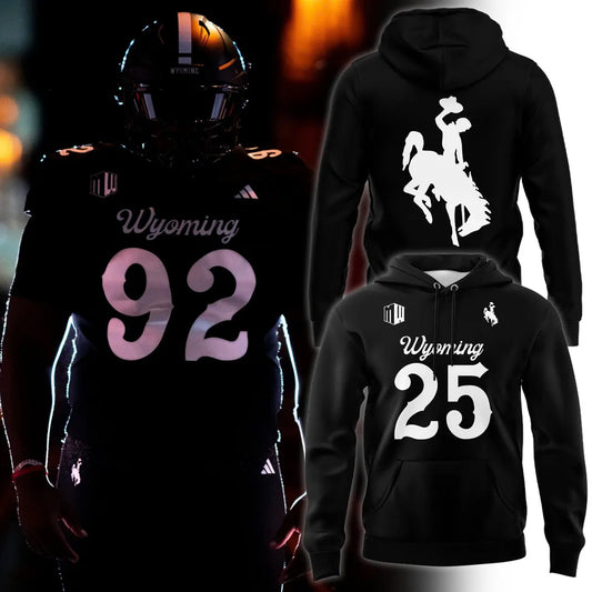 2025 Wyoming Cowboys Dark Mode Black Hoodie