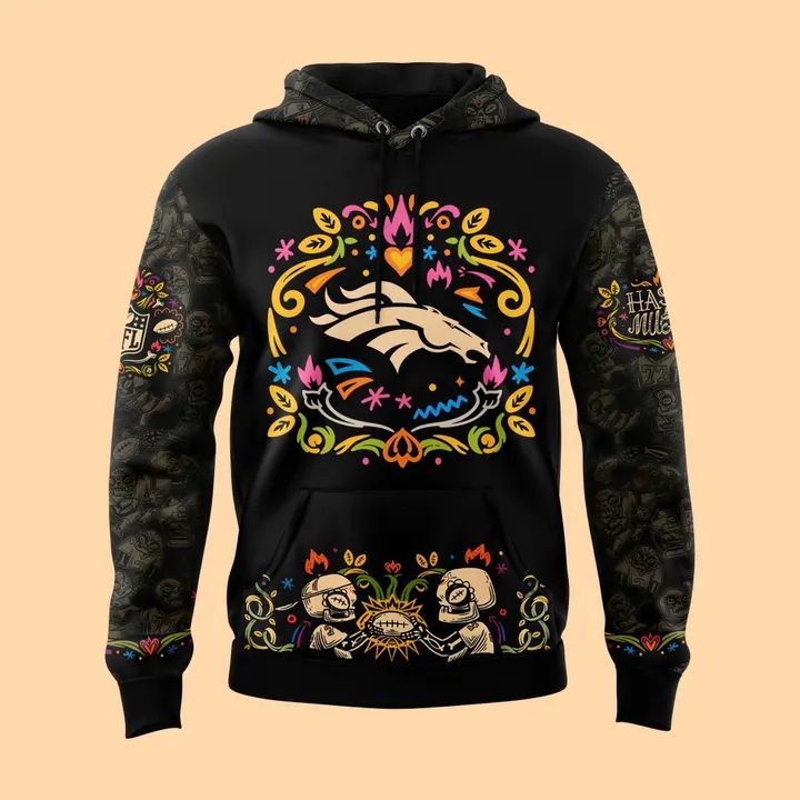 Limited Edition Denver Broncos Black Hasta La Muerte Graphic Hoodie