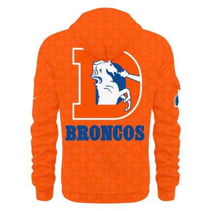 Men's NFL Denver Broncos Throwback 1977 Orange Quarter Zipper Hoodie