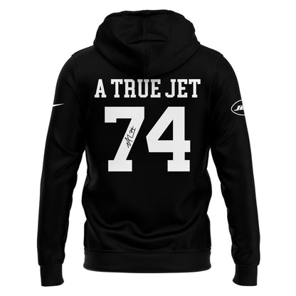 “A TRUE JET 74” hoodie honoring Nick Mangold, legend of the New York Jets for fans