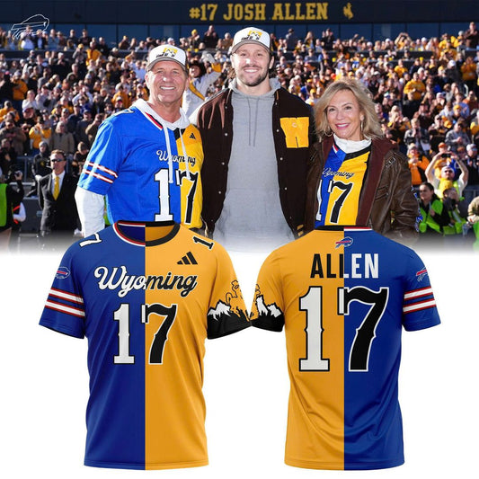 Josh Allen #17 Buffalo Bills x Wyoming Cowboys Combo T-Shirt