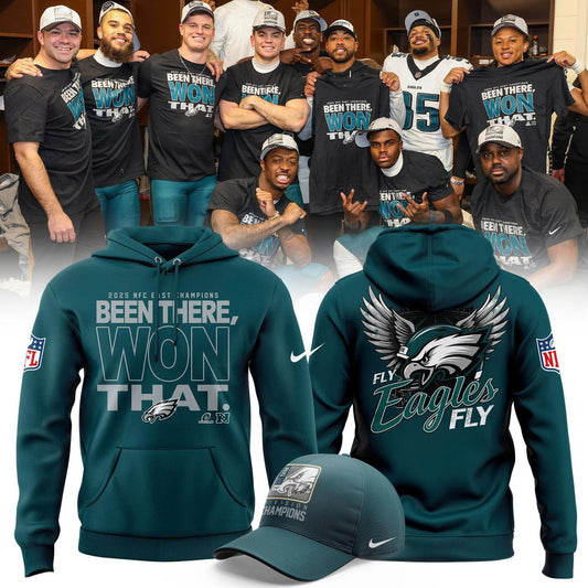 Midnight Green Philadelphia Eagles 2025 NFC East Division Champions Locker Room Trophy Collection Hoodie