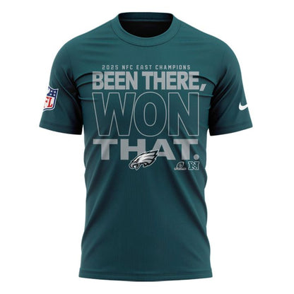 Midnight Green Philadelphia Eagles 2025 NFC East Division Champions Locker Room Trophy Collection T-shirt