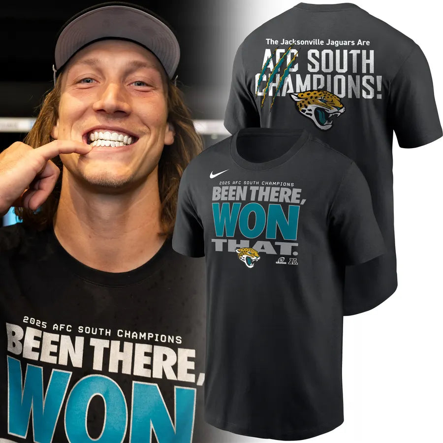 Jacksonville Jaguars 2025 AFC South Division Champions Locker Room Trophy Collection Tshirt