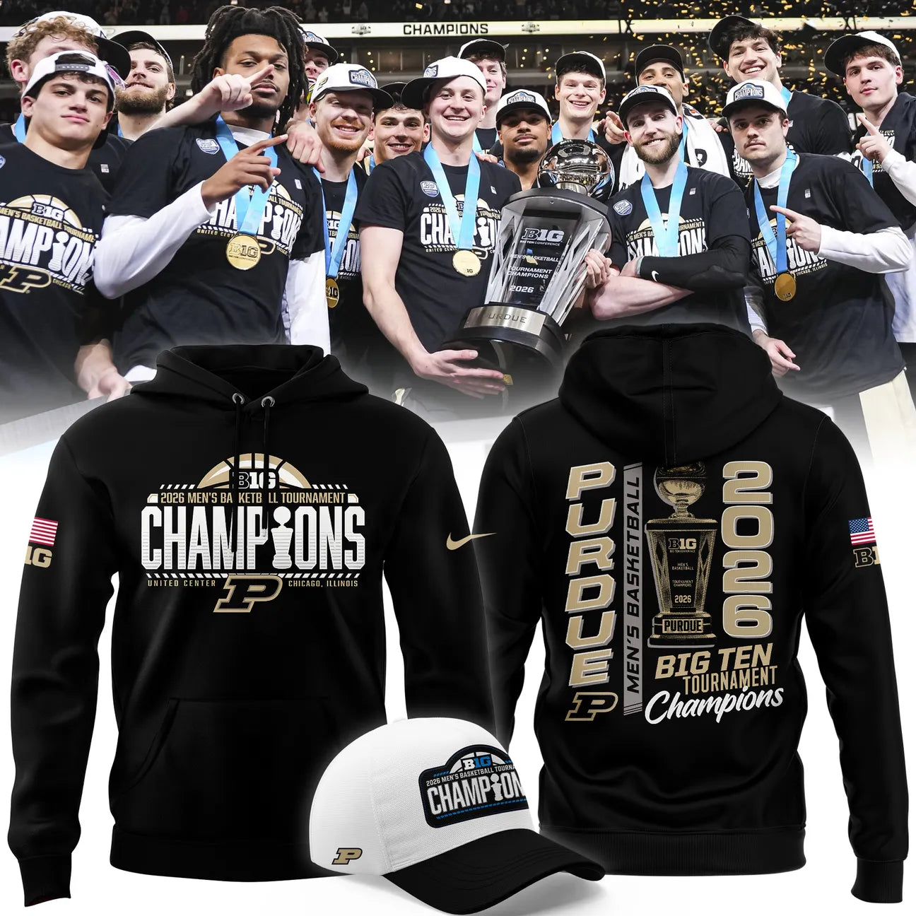 Purdue Men's Basketball 2026 Big Ten Tournament Champions Hoodie