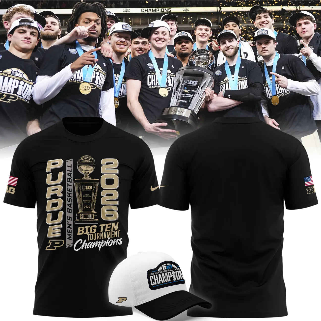Purdue Men's Basketball 2026 Big Ten Tournament Champions T Shirt