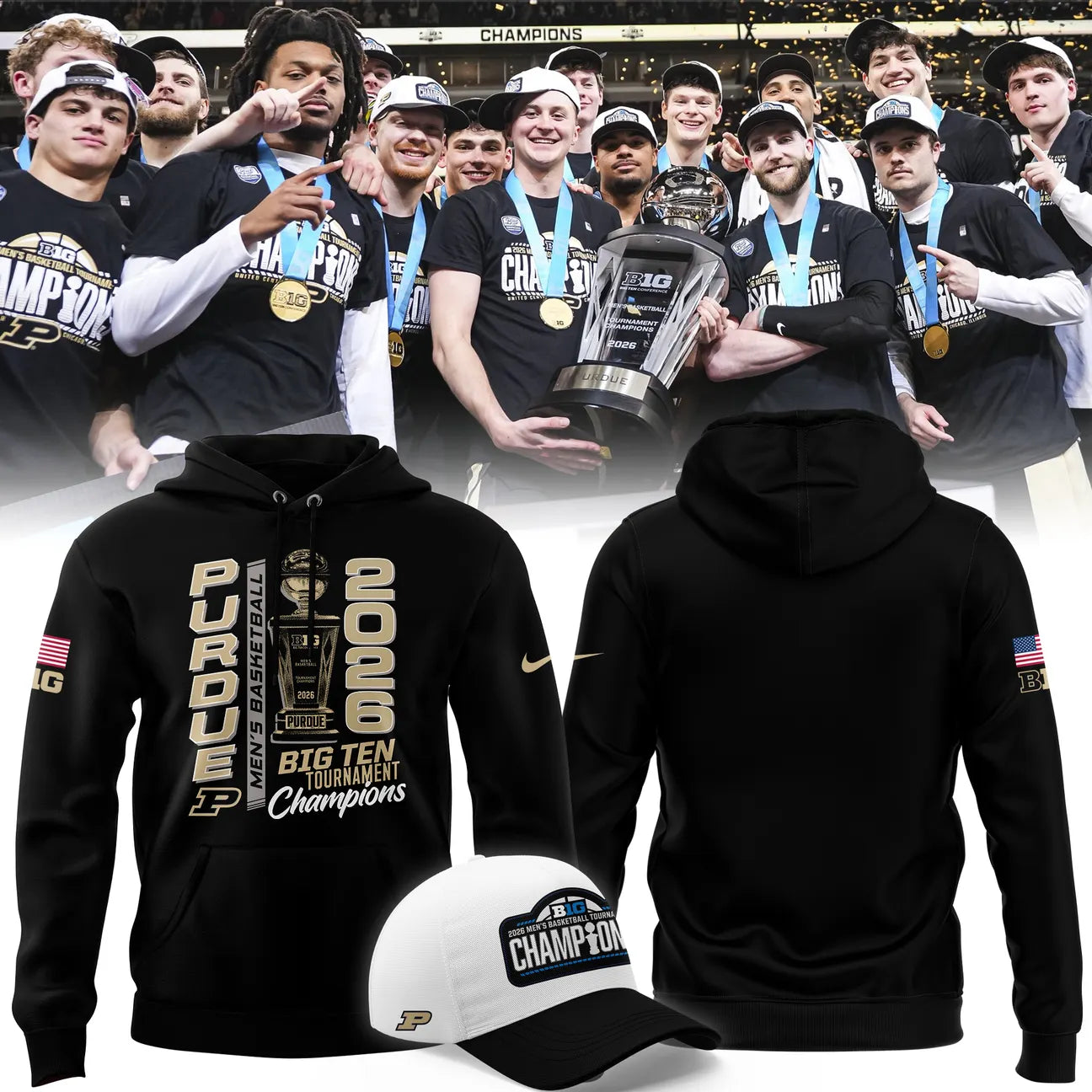 Purdue Men's Basketball 2026 Big Ten Tournament Champions Hoodie