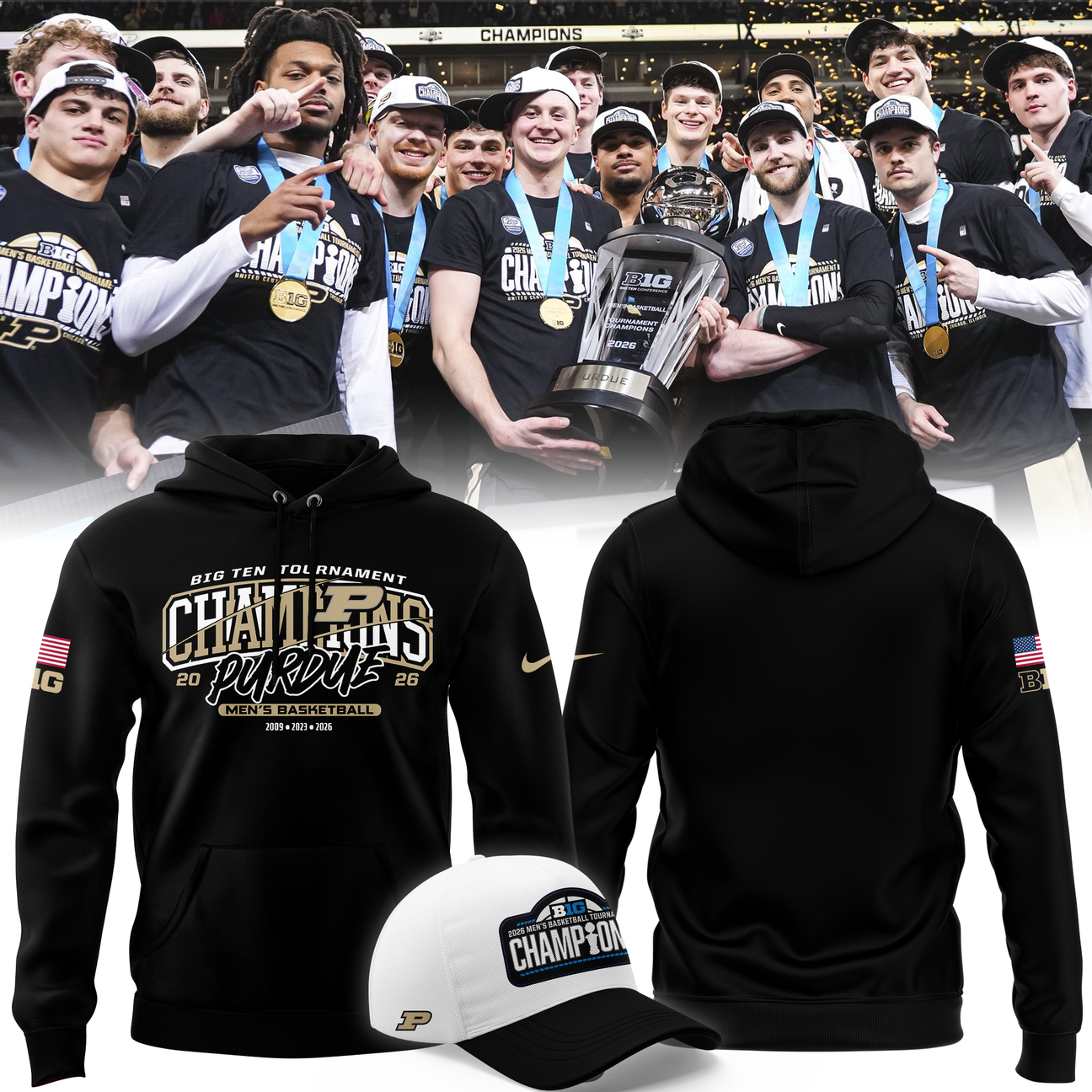 Purdue Men's Basketball 2026 Big Ten Tournament Champions Hoodie
