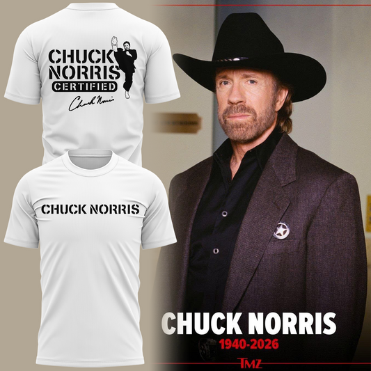 Chuck Norris T-Shirt White Signed for fans