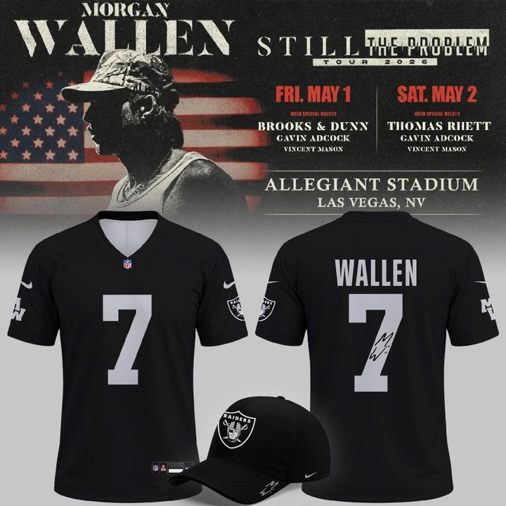 2026 Exclusive Version Signed Jersey Black Morgan Wallen x Las Vegas Raiders for fans!