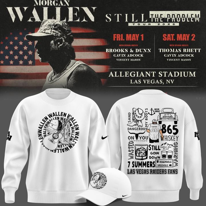 Limited edition Sweatshirt White Morgan Wallen x Las Vegas Raiders for fans.