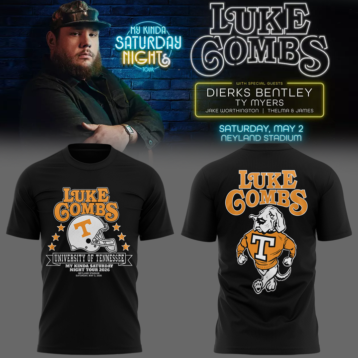 New Edition Tennessee x Luke Combs My Kinda Saturday Nigh Black Tshirt 2026