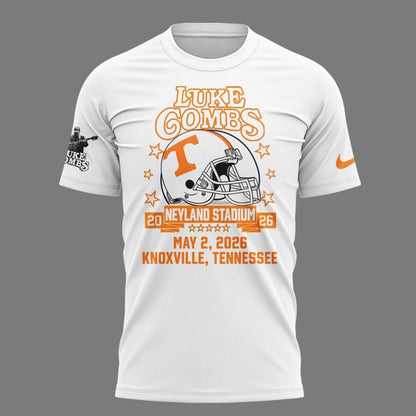 Exclusive Edition Luke Combs x Tennessee Volunteers Football - My Kinda Saturday Night Tour Country Music 2026 White T-Shirt