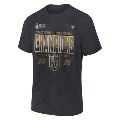 1. Vegas Golden Knights Fanatics 2026 Western Conference Champions Locker Room T-Shirt - Heather Charcoal