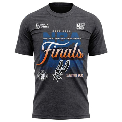(Adult & Kids) San Antonio Spurs Charcoal 2026 NBA Western Conference Champions Two-Sided T-Shirt