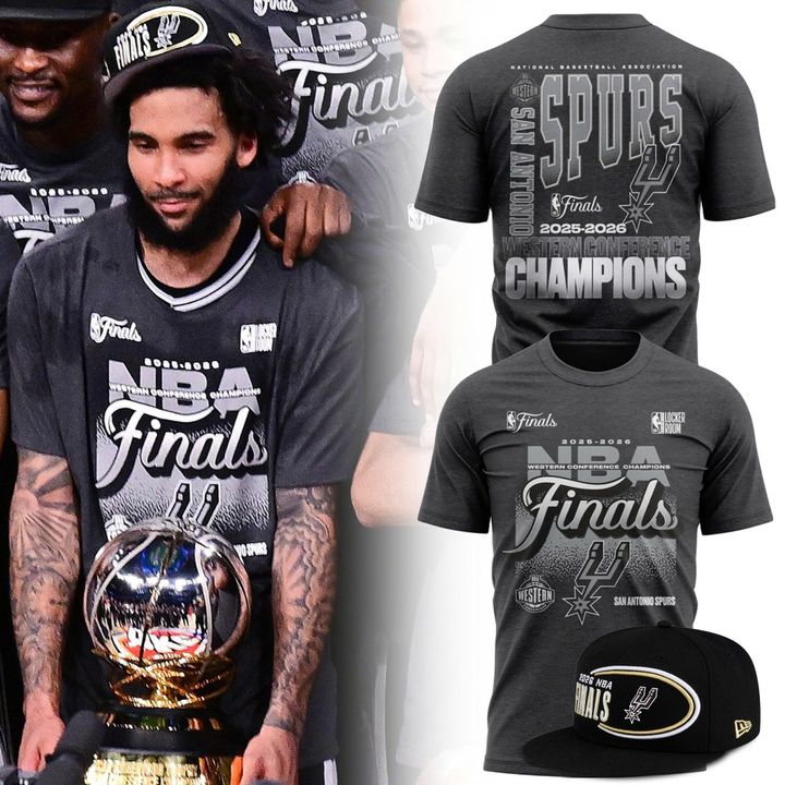 (Adult & Kids) San Antonio Spurs Black 2026 NBA Western Conference Champions Stacked Block T-Shirt