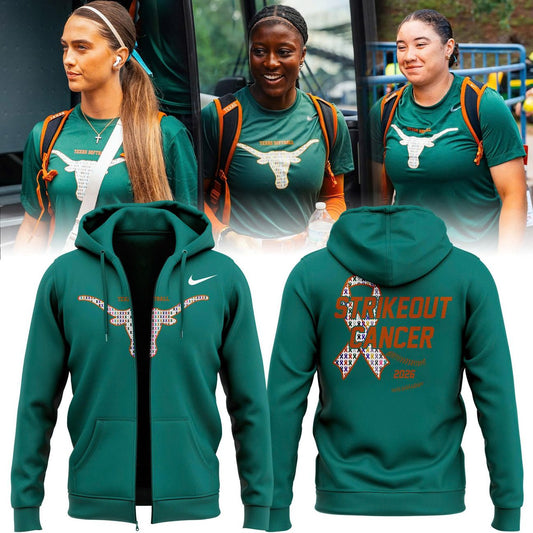 Special 2026 Strikeout Cancer Texas Softball Zip Hoodie