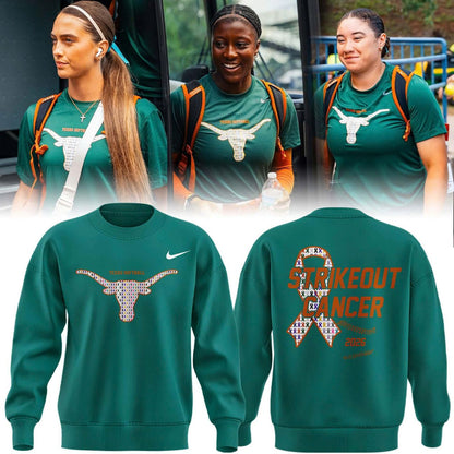 Special 2026 Strikeout Cancer Texas Softball Sweatshirt
