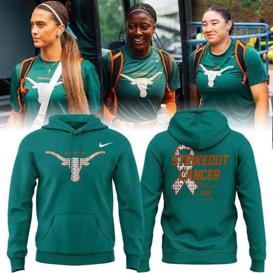 Special 2026 Strikeout Cancer Texas Softball Hoodie