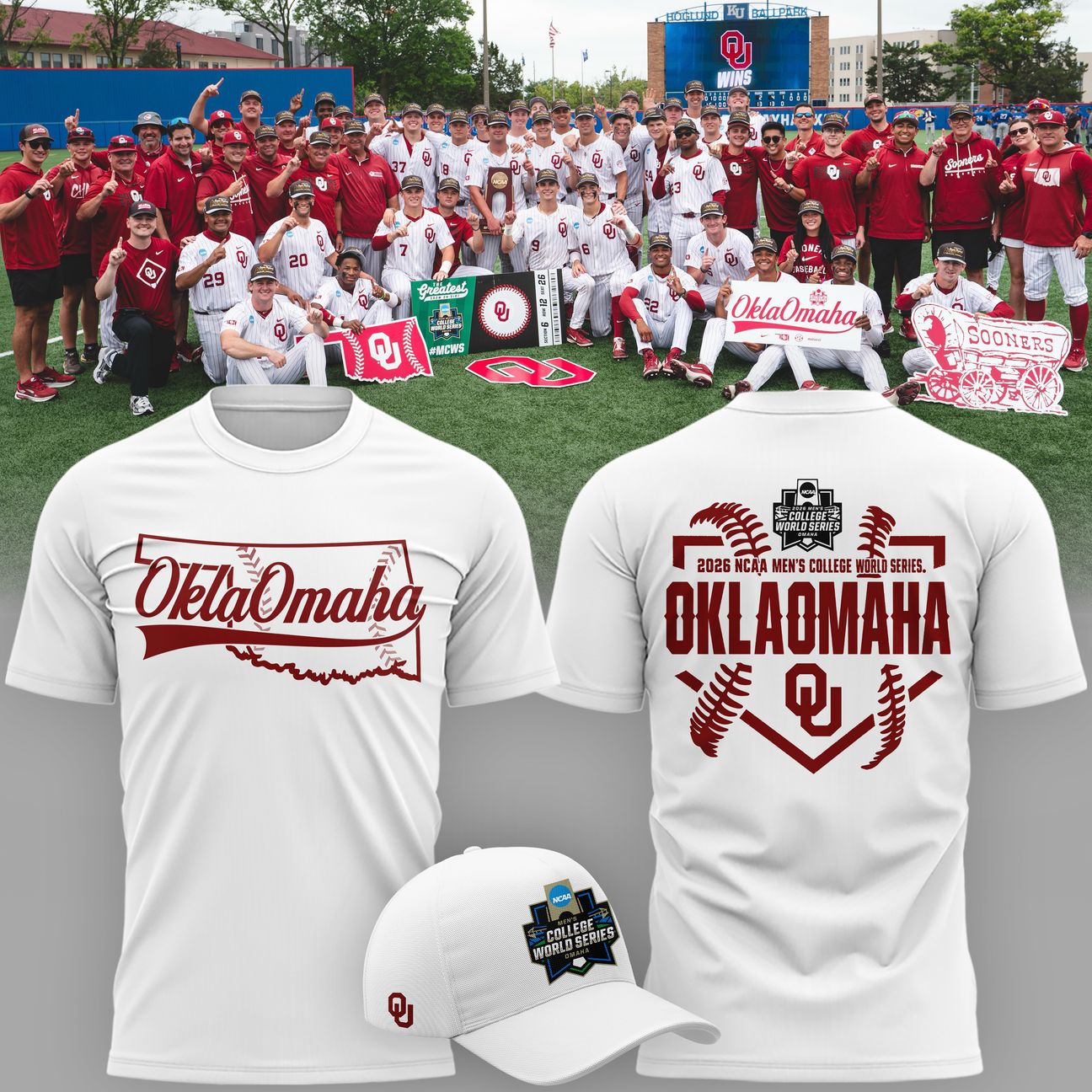 Limited edition Oklahoma Sooners 2026 Baseball College World Series "OKLAOMAHA" T-Shirt White