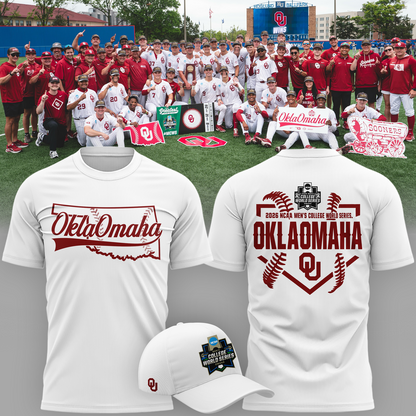 Limited edition Oklahoma Sooners 2026 Baseball College World Series "OKLAOMAHA" T-Shirt White