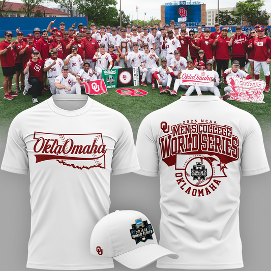 Limited edition Oklahoma Sooners 2026 Baseball College World Series "OKLAOMAHA" T-Shirt White