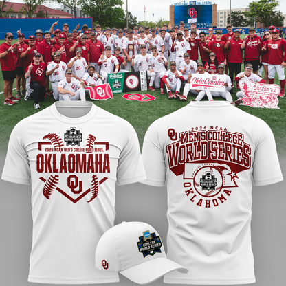 Limited edition Oklahoma Sooners 2026 Baseball College World Series "OKLAOMAHA" T-Shirt White