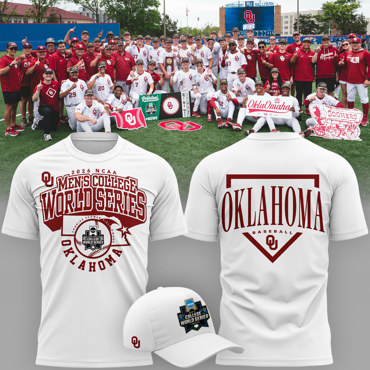 Limited edition Oklahoma Sooners 2026 Baseball College World Series "OKLAOMAHA" T-Shirt White