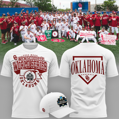 Limited edition Oklahoma Sooners 2026 Baseball College World Series "OKLAOMAHA" T-Shirt White
