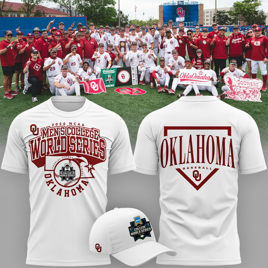 Limited edition Oklahoma Sooners 2026 Baseball College World Series "OKLAOMAHA" T-Shirt White