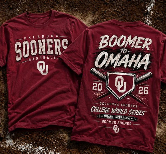 Oklahoma Sooners 2026 Baseball College World Series "OKLAOMAHA" T-Shirt Red