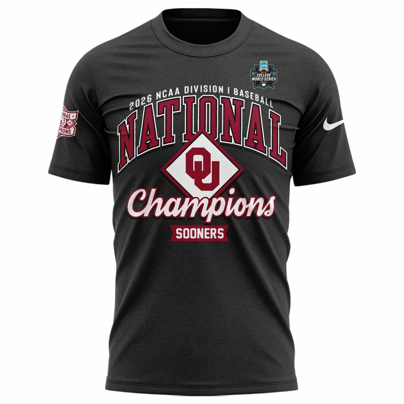 Champion Gray Oklahoma Sooners 2026 NCAA Baseball Men's College World Series Champions Locker Room T-Shirt