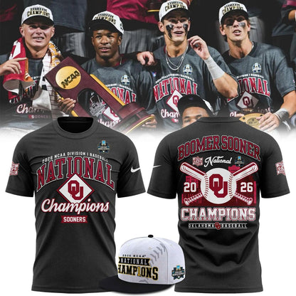 Champion Gray Oklahoma Sooners 2026 NCAA Baseball Men's College World Series Champions Locker Room T-Shirt