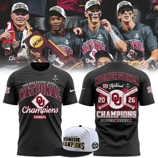 Champion Gray Oklahoma Sooners 2026 NCAA Baseball Men's College World Series Champions Locker Room T-Shirt